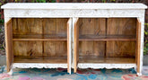 French Arched Hand Carved Solid Mango Wood Sideboard in Distressed White